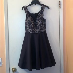 Macy’s navy blue and silver formal dress